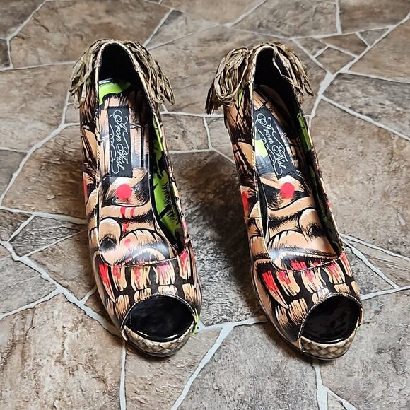 New in Box Iron Fist Tiki Toes Peep Toe Platform Heels Sz 5 - Picture 4 of 16